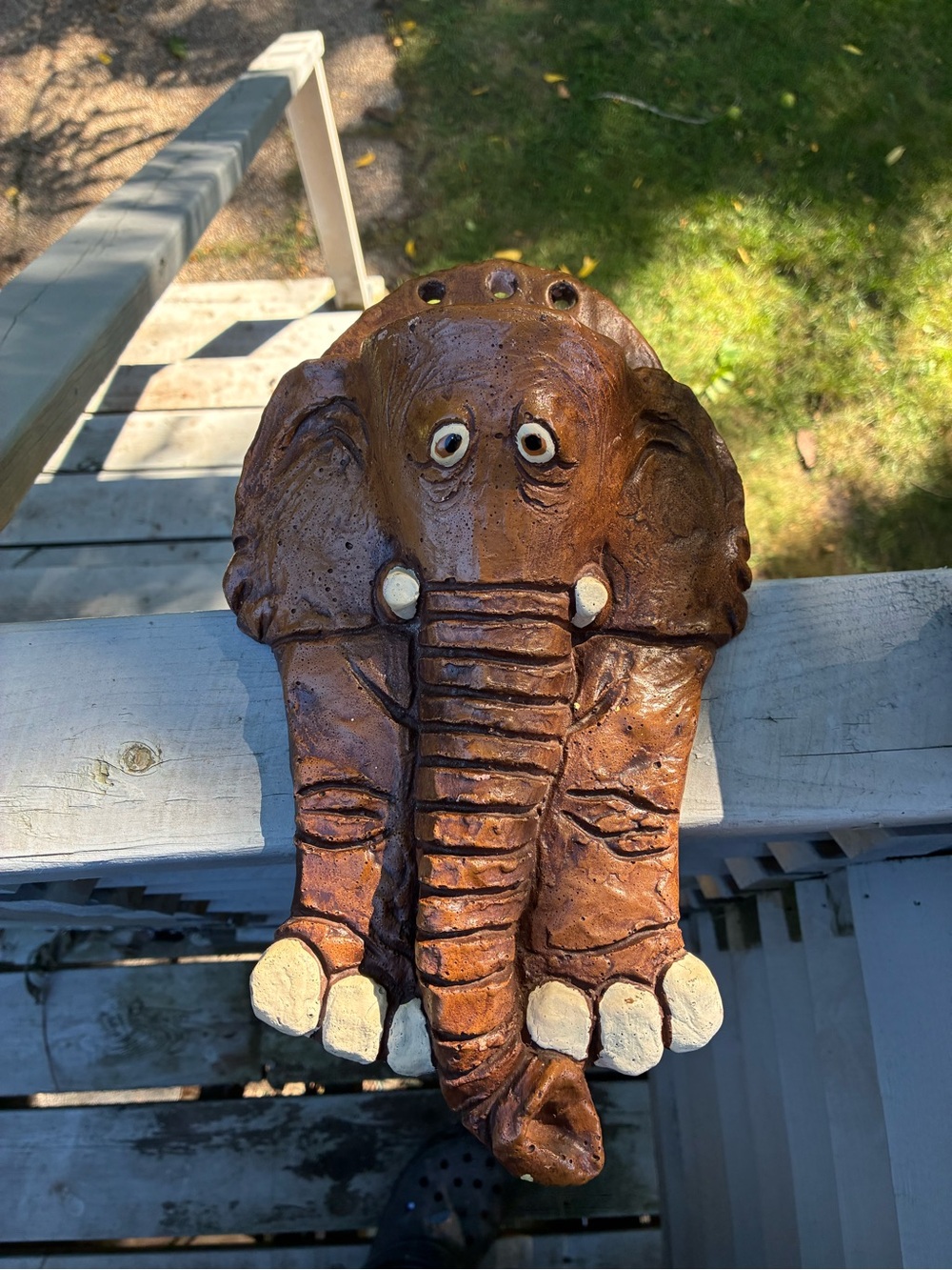 Handmade Ceramic Elephant Wall Pocket